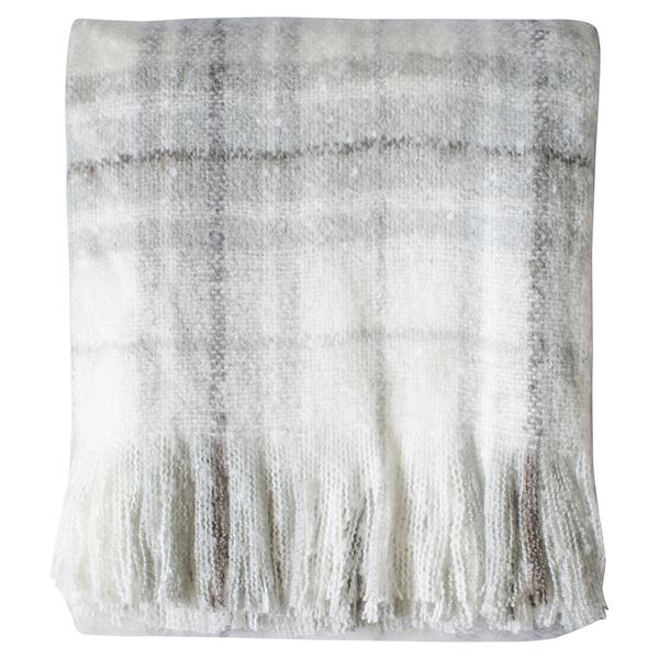 Check Faux Mohair Throw - Grey